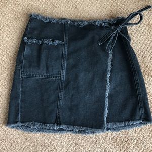 Black denim skirt